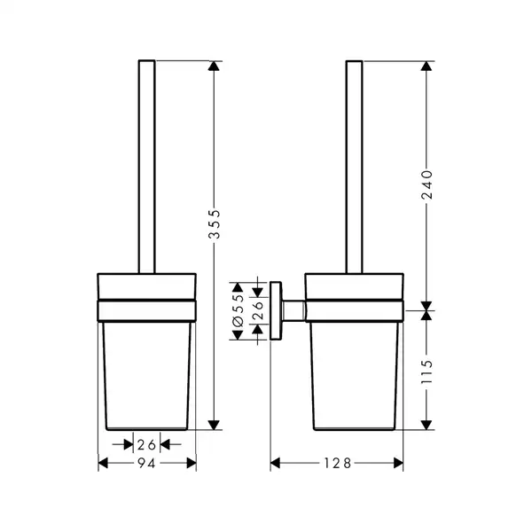 HANSGROHE Туалетная щетка с тумблером, настенная, хром Logis (41722000) фото 2 Aquada.com.ua