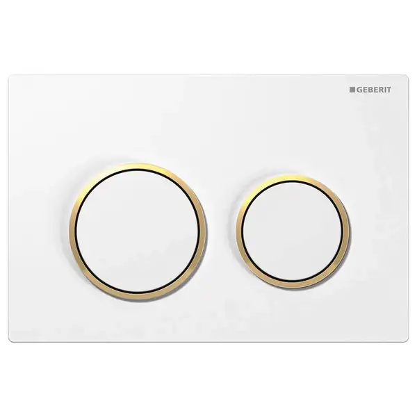 Смывная клавиша Geberit Omega 20, двойной смыв (пластик белый/золото/белый) (115.085.KK.1) фото 1 Aquada.com.ua