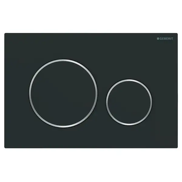 GEBERIT SIGMA 20 смывная клавиша, двойной смыв: с легкоочищаемой поверхностью черный матовый/хром глянцевый (115.882.14.1) фото 1 Aquada.com.ua