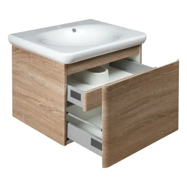 Тумба с раковиной Devit Fly 640 x 500 x 510 мм светлый дуб (0020120WO) фото 3 Aquada.com.ua