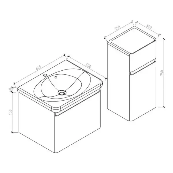 Тумба с раковиной Devit Fly 640 x 500 x 510 мм светлый дуб (0020120WO) фото 4 Aquada.com.ua