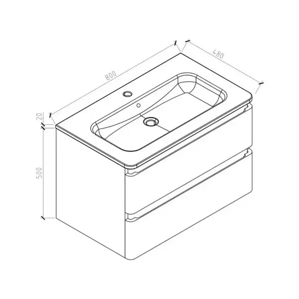 Тумба с раковиной Devit Fly 800 x 480 x 520 мм, белый глянец (0021120W) фото 4 Aquada.com.ua