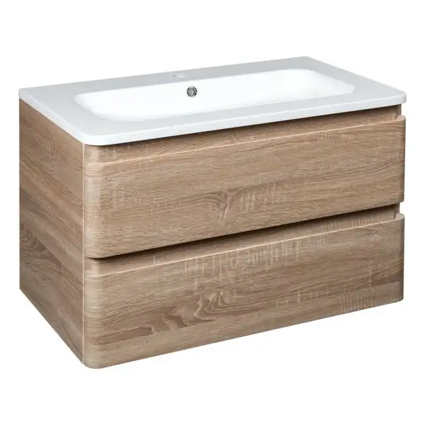 Тумба с раковиной Devit Fly 800 x 480 х 520 мм, светлый дуб (0021120WO) фото 1 Aquada.com.ua