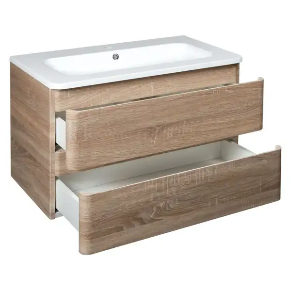 Тумба с раковиной Devit Fly 800 x 480 х 520 мм, светлый дуб (0021120WO) фото 3 Aquada.com.ua