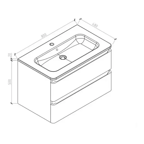 Тумба с раковиной Devit Fly 800 x 480 х 520 мм, светлый дуб (0021120WO) фото 4 Aquada.com.ua