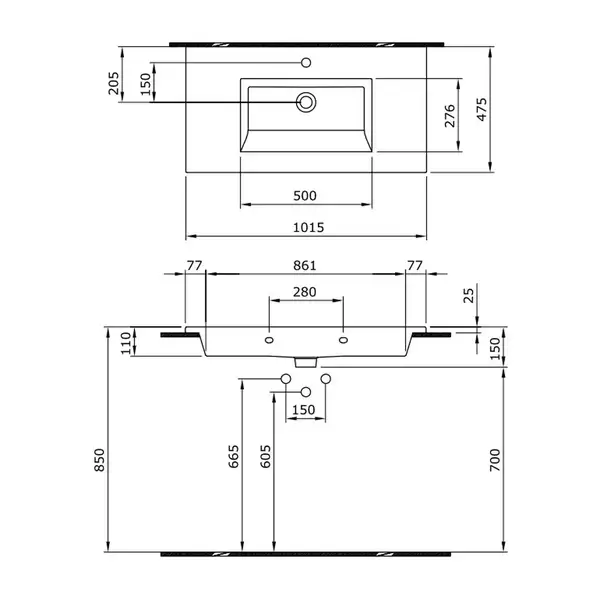 Тумба с раковиной 100 см Devit Laguna, антрацит (0022110A) фото 3 Aquada.com.ua
