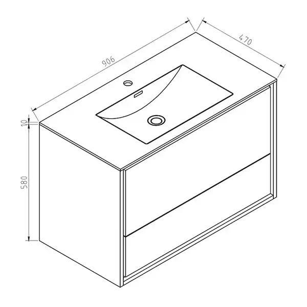 Тумба с раковиной Devit Fly 906 x 470 x 580 мм, белый глянцевый (0023120W) фото 3 Aquada.com.ua