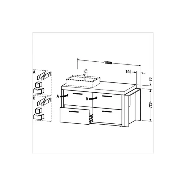 Тумба Duravit 2nd Floor 1580х810 мм левая, натуральный шпон - эбеновое дерево (2F6426L5959) фото 2 Aquada.com.ua