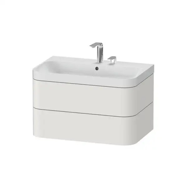 Тумба подвесная с раковиной c-shaped Duravit Happy D.2 Plus 77,5 х 49 см, скандинавский белый шелковисто-матовый лак (HP4347E3939) фото 1 Aquada.com.ua