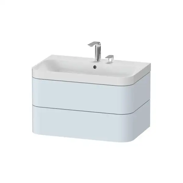 Тумба подвесная с раковиной c-shaped Duravit Happy D.2 Plus 77,5 х 49 см, светло-голубой шелковисто-матовый лак (HP4347E9797) фото 1 Aquada.com.ua