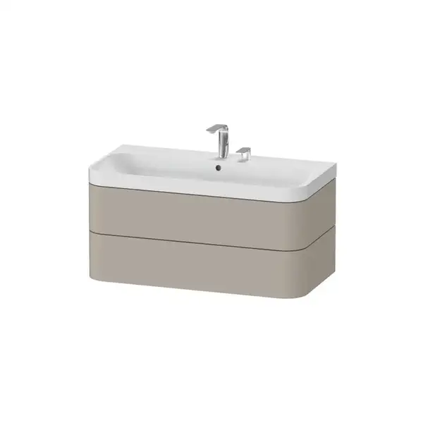 Тумба подвесная с раковиной c-shaped Duravit Happy D.2 Plus 97,5 х 49 см, серо-коричневый шелковисто-матовый лак (HP4348E6060) фото 1 Aquada.com.ua