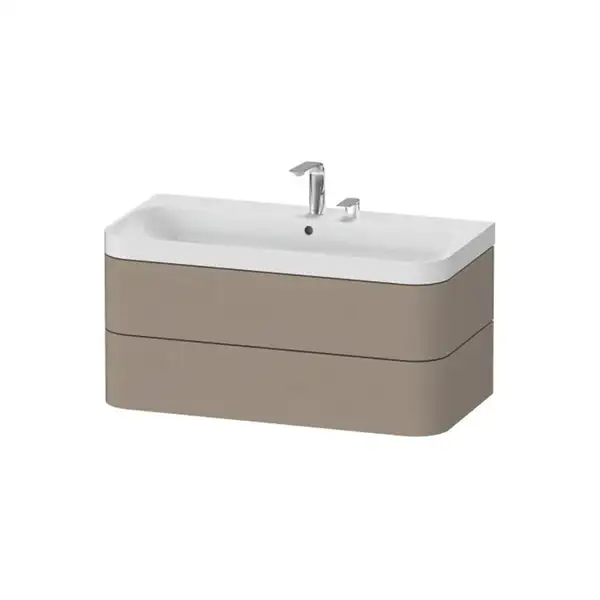 Тумба подвесная с раковиной c-shaped Duravit Happy D.2 Plus 97,5 х 49 см, лён (HP4348E7575) фото 1 Aquada.com.ua
