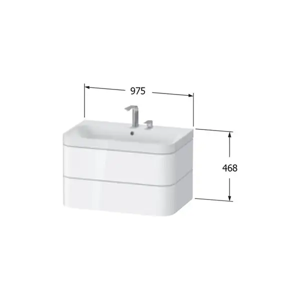 Тумба подвесная с раковиной c-shaped Duravit Happy D.2 Plus 97,5 х 49 см, графит суперматовый (HP4348E8080) фото 2 Aquada.com.ua