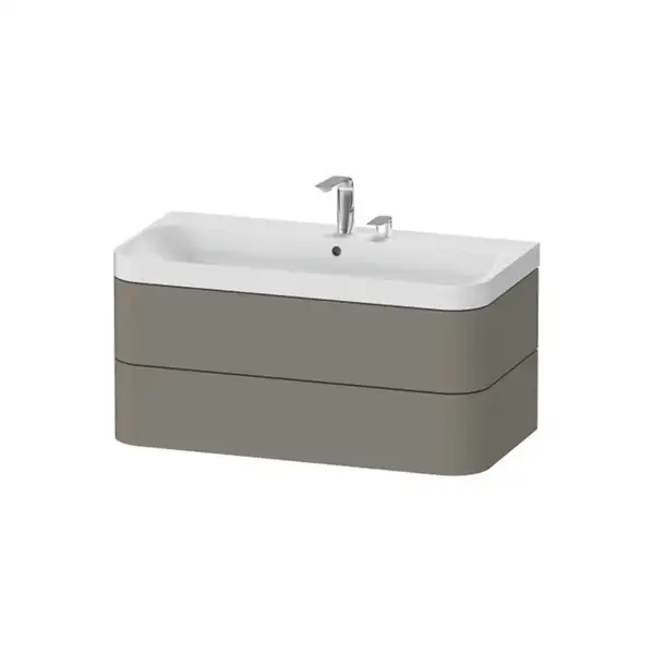 Тумба подвесная с раковиной c-shaped Duravit Happy D.2 Plus 97,5 х 49 см, каменно-серый шелковисто-матовый лак (HP4348E9292) фото 1 Aquada.com.ua