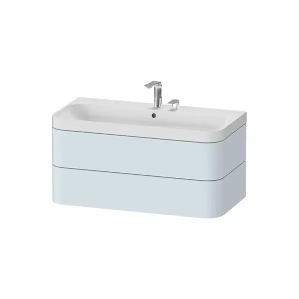 Тумба подвесная с раковиной c-shaped Duravit Happy D.2 Plus 97,5 х 49 см, светло-голубой шелковисто-матовый лак (HP4348E9797) фото 1 Aquada.com.ua