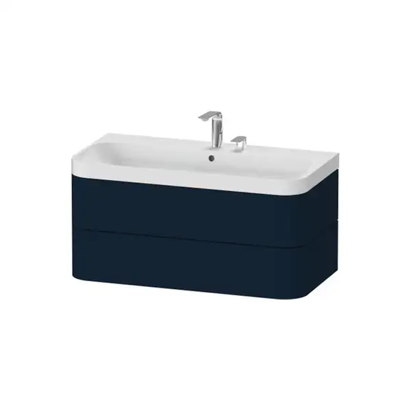 Тумба подвесная с раковиной c-shaped Duravit Happy D.2 Plus 97,5 х 49 см, тёмно синий шелковисто-матовый лак (HP4348E9898) фото 1 Aquada.com.ua