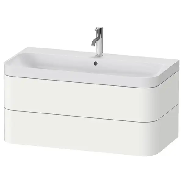 Тумба подвесная с раковиной c-shaped Duravit Happy D.2 Plus 97,5 х 49 см, белый шелковисто-матовый лак (HP4348O3636) фото 1 Aquada.com.ua