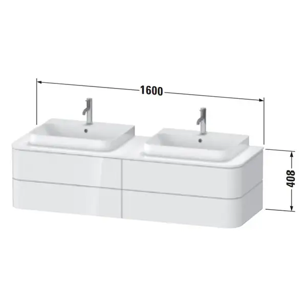 Тумбочка для подвесной консоли Duravit Happy D.2 Plus 160 х 55 см, лён (HP4964B7575) фото 2 Aquada.com.ua