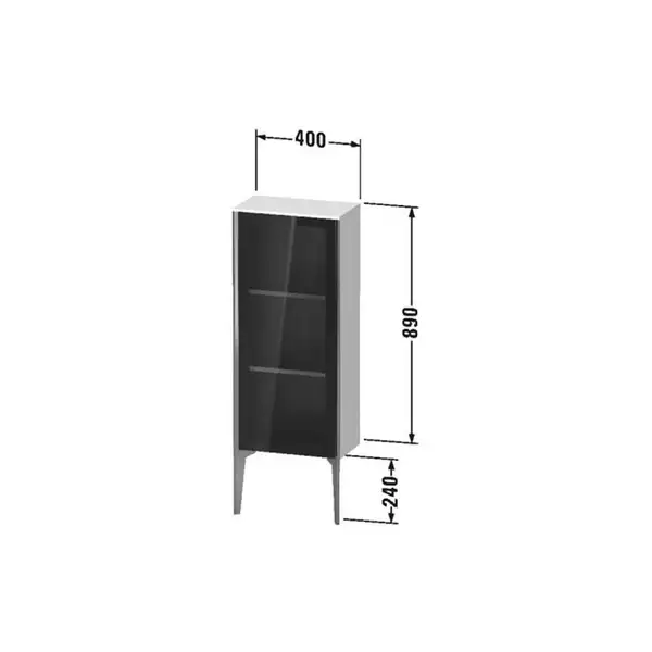 Шкафчик напольный со стеклянными дверцами Duravit XViu 40 x 24 х h113 см, доломитово-серый глянцевый лак (XV1360LB138) фото 2 Aquada.com.ua