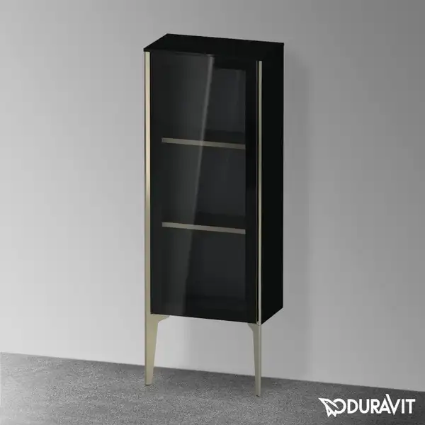 Шкафчик напольный со стеклянными дверцами Duravit XViu 40 x 24 х h113 см, чёрный глянцевый (XV1360LB140) фото 2 Aquada.com.ua