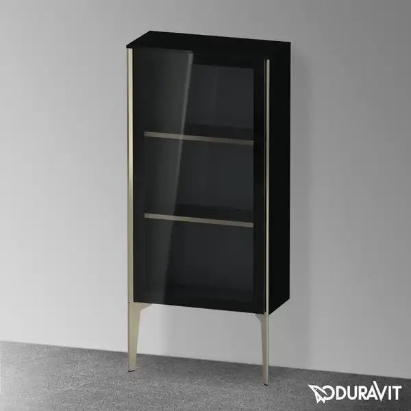 Шкафчик напольный со стеклянными дверцами Duravit XViu 50 x 24 х h113 см, чёрный глянцевый (XV1361LB140) фото 2 Aquada.com.ua