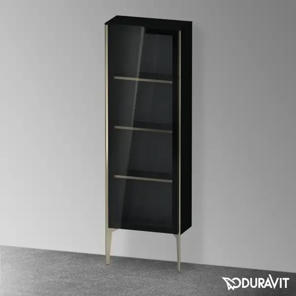 Шкафчик напольный со стеклянными дверцами Duravit XViu 50 x 24 х h157 см, чёрный глянцевый (XV1366LB140) фото 2 Aquada.com.ua