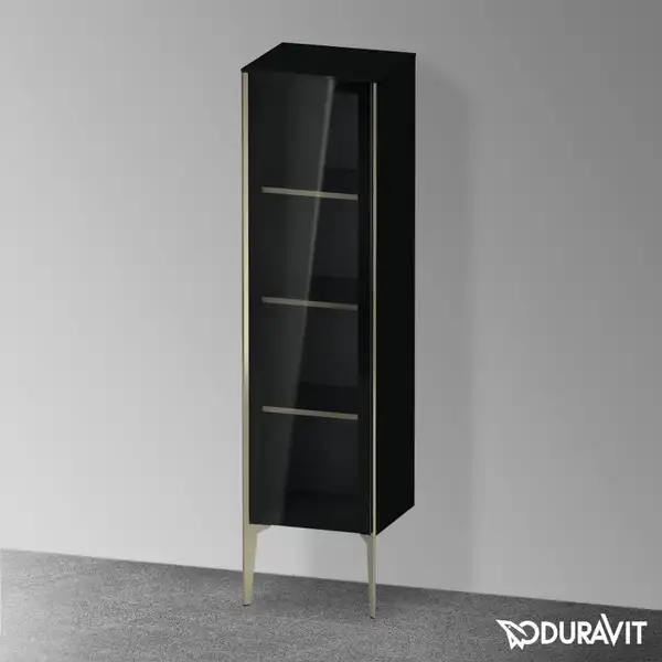 Шкафчик напольный со стеклянными дверцами Duravit XViu 40 x 36 х h157 см, чёрный глянцевый (XV1367LB140) фото 2 Aquada.com.ua