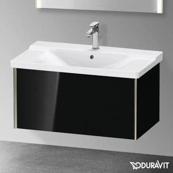 Тумба подвесная под раковину Duravit XViu 81 x 46,9 см, чёрный глянцевый (XV40160B140) фото 2 Aquada.com.ua