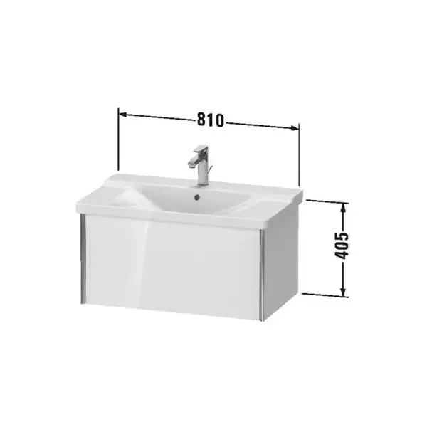 Тумба подвесная под раковину Duravit XViu 81 x 46,9 см, чёрный глянцевый (XV40160B140) фото 3 Aquada.com.ua