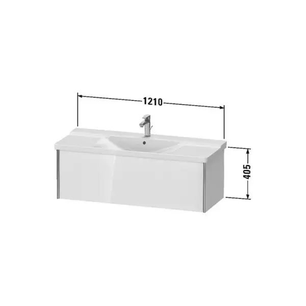 Тумба подвесная под раковину Duravit XViu 121 x 46,9 см, белый глянцевый (XV40180B122) фото 3 Aquada.com.ua