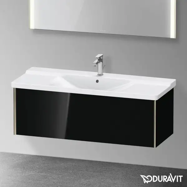Тумба подвесная под раковину Duravit XViu 121 x 46,9 см, чёрный глянцевый (XV40180B140) фото 2 Aquada.com.ua