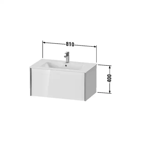 Тумба подвесная под раковину Duravit XViu 81 x 48 см, чёрный глянцевый (XV40260B140) фото 3 Aquada.com.ua