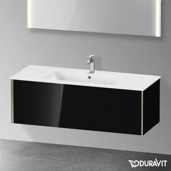Тумба подвесная под раковину Duravit XViu 121 x 48 см, чёрный глянцевый (XV40280B140) фото 2 Aquada.com.ua