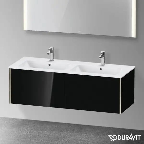 Тумба подвесная под раковину Duravit XViu 128 x 48 см, чёрный глянцевый (XV40290B140) фото 2 Aquada.com.ua