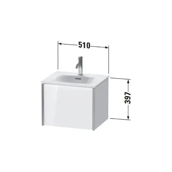 Тумба подвесная под раковину Duravit XViu 51 x 42 см, чёрный глянцевый (XV40310B140) фото 3 Aquada.com.ua