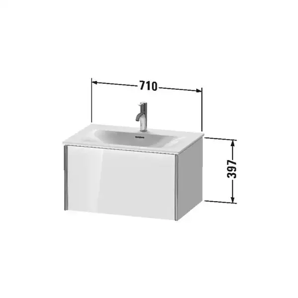 Тумба подвесная под раковину Duravit XViu 71 x 48 см, чёрный глянцевый (XV40330B140) фото 3 Aquada.com.ua