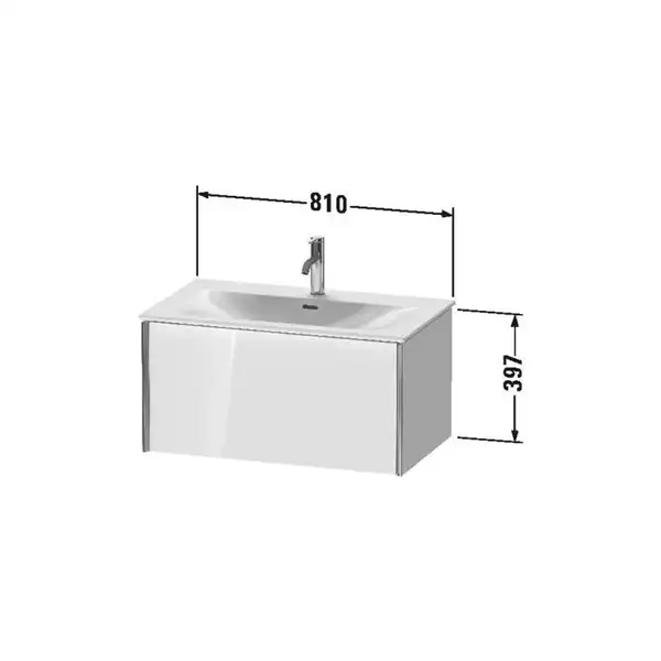 Тумба подвесная под раковину Duravit XViu 81 x 48 см, чёрный глянцевый (XV40340B140) фото 3 Aquada.com.ua
