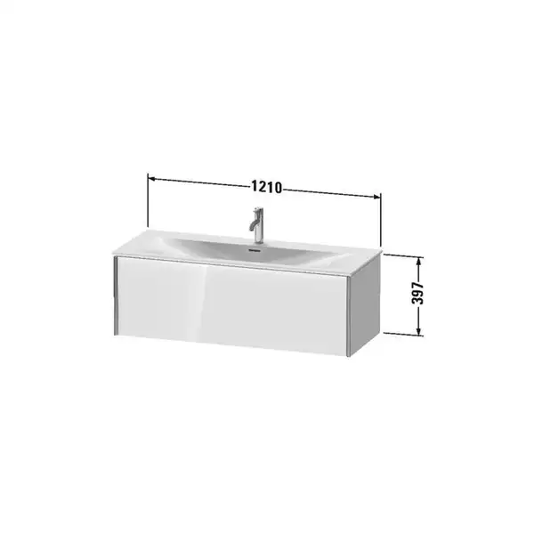 Тумба подвесная под раковину Duravit XViu 121 x 48 см, белый глянцевый (XV40360B122) фото 3 Aquada.com.ua
