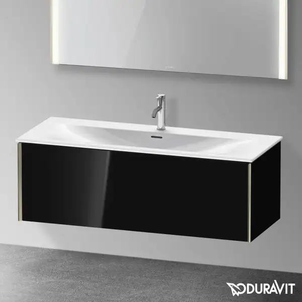 Тумба подвесная под раковину Duravit XViu 121 x 48 см, чёрный глянцевый (XV40360B140) фото 2 Aquada.com.ua