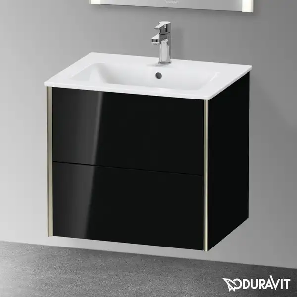 Тумба подвесная под раковину Duravit XViu 61 x 48 см, чёрный глянцевый (XV41250B140) фото 2 Aquada.com.ua
