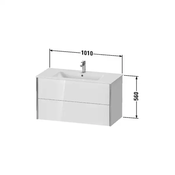 Тумба подвесная под раковину Duravit XViu 101 x 48 см, чёрный глянцевый (XV41270B140) фото 3 Aquada.com.ua