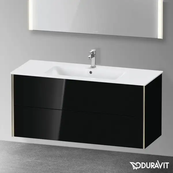 Тумба подвесная под раковину Duravit XViu 121 x 48 см, чёрный глянцевый (XV41280B140) фото 2 Aquada.com.ua