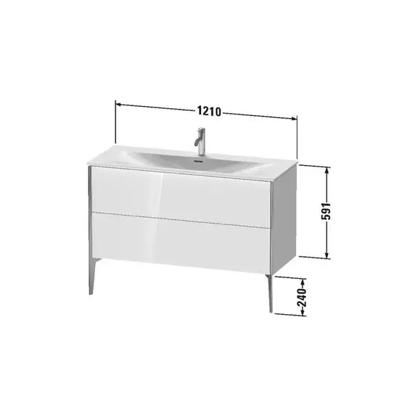 Тумба напольная под раковину Duravit XViu 121 x 48 см, сосна серебристая (XV43040B131) фото 2 Aquada.com.ua
