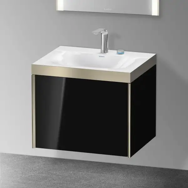 Тумба подвесная с раковиной c-bonded Duravit XViu 60 x 48 см, чёрный глянцевый (XV4609EB140P) фото 2 Aquada.com.ua