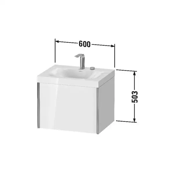 Тумба подвесная с раковиной c-bonded Duravit XViu 60 x 48 см, каштан тёмный (XV4609EB153P) фото 2 Aquada.com.ua