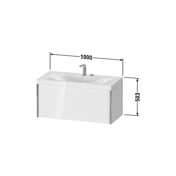 Тумба подвесная с раковиной c-bonded Duravit XViu 100 x 48 см, орех темный (XV4611EB121P) фото 2 Aquada.com.ua