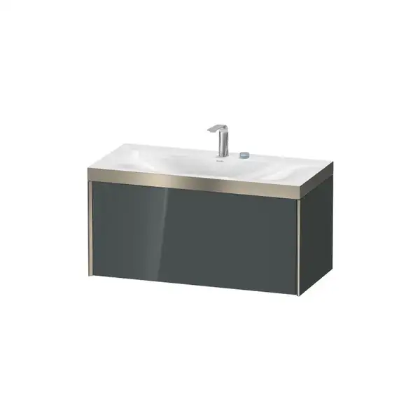 Тумба подвесная с раковиной c-bonded Duravit XViu 100 x 48 см, доломитово-серый глянцевый лак (XV4611EB138P) фото 1 Aquada.com.ua