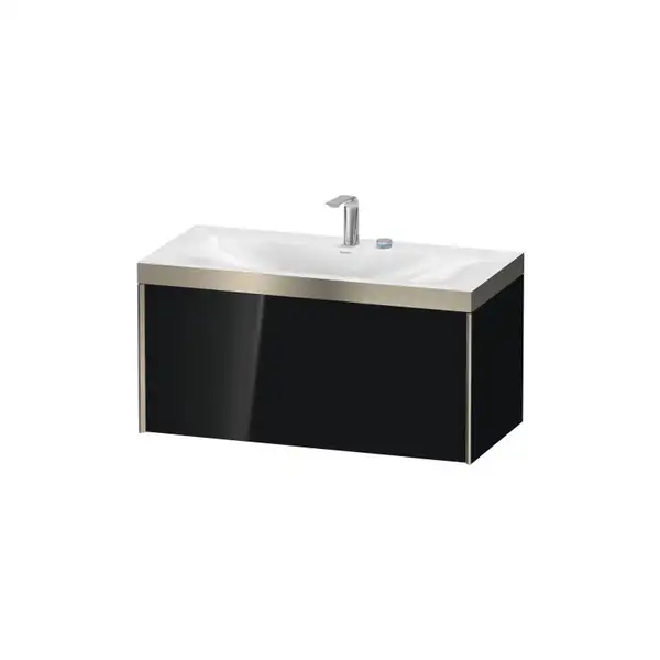 Тумба подвесная с раковиной c-bonded Duravit XViu 100 x 48 см, чёрный глянцевый (XV4611EB140P) фото 1 Aquada.com.ua