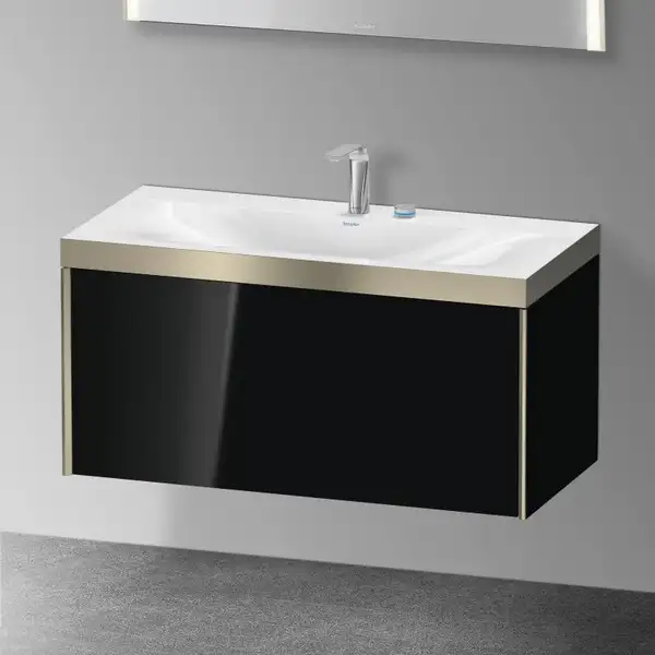Тумба подвесная с раковиной c-bonded Duravit XViu 100 x 48 см, чёрный глянцевый (XV4611EB140P) фото 2 Aquada.com.ua