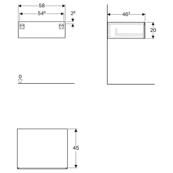 Шкафчик Geberit Xeno², с одним выдвижным ящиком 500 х 462 мм, серый матовый (500.507.00.1) фото 2 Aquada.com.ua